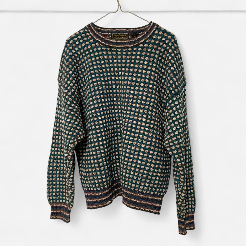 Vintage 90s Eddie Bauer 100% Wool Knit Sweater | Retro 70s Streetwear Grunge